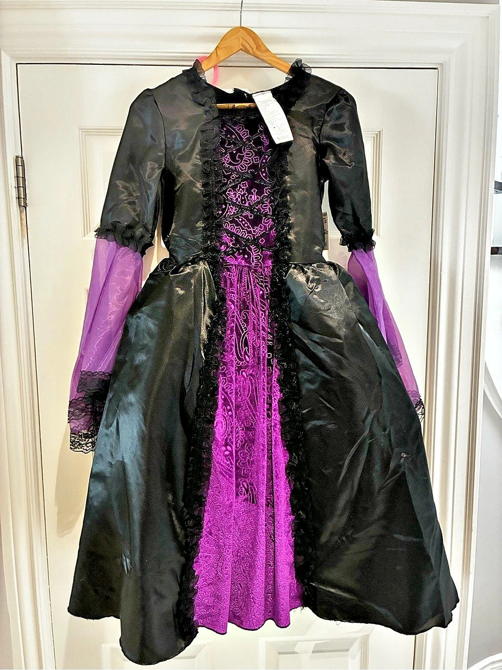 Fancy Dress Costume Girls Halloween Witch Dress Black & Purple. No Hat